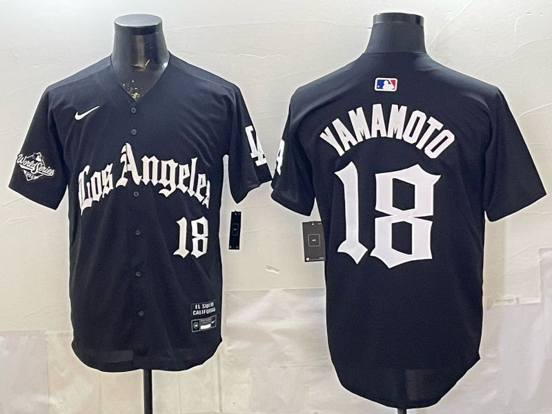 Men 2026 Los Angeles Dodgers #18 Yamamoto Black 5th generation Joint Name Nike MLB Jersey style 04->los angeles dodgers->MLB Jersey